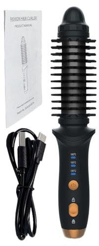 Rechargeable Curling Brush, Electric Heated Round Hair Styler, Nylon Bristle Tool, Portable for Home, Travel, Business Trip, Hotel, Dormitory, Quick and Easy Hair Styling
