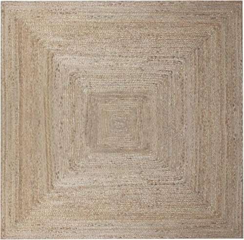 Kilim - Alfombra de yute de sisal de 5 x 5 pies, patrón geométrico beige, trenzado a mano, 0.28 pulgadas de grosor, alfombra de tejido plano tejida a mano para uso en interiores y exteriores, ideal