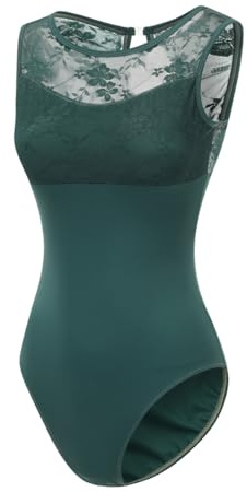 Lanbodance Women's Sleeveless Lace Leotard for Ballet Dance Costume Ballerina Gymnastics Dancewear