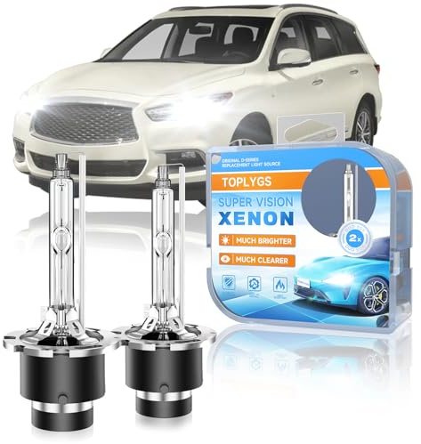 TOPLYGS D2S HID Xenon Headlight Bulb Fit for Infiniti QX60 2014-2020 QX56 QX80 M56 2011 2012 2013 QX50 2014-2017, 6000K White, 35W OEM High Low Beam Xenon Lights, Pack of 2