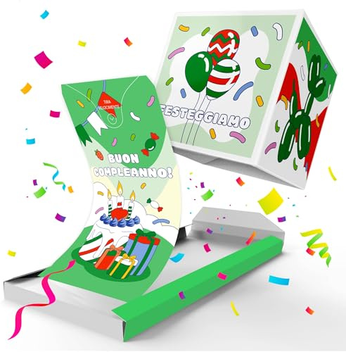 «BOOM!» Biglietto di Auguri Esplosivo Coriandoli Buon Compleanno, Cartolina Scherzo divertente Sorpresa Pop up per lui, lei