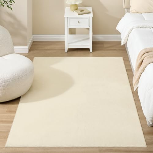 SONGMICS Tappeto per Soggiorno, Tappeto 120 x 170 cm, Tappeto Salotto Antiscivolo, per Soggiorno Camera da Letto Cameretta, Lavabile in Lavatrice, Moderno, Beige Cappuccino TAR012LZ02