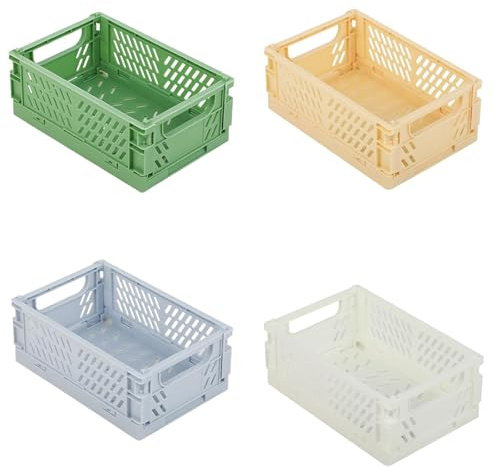 Caisse Pliante, Lot de 6 Paniers Pliables, 25X 16 X 10 cm Panier de Rangement Pliable, Organisateur de Conteneurs Empilables, pour Placard, Bibliothèque, Salle de Bain, Chambre, Cuisine