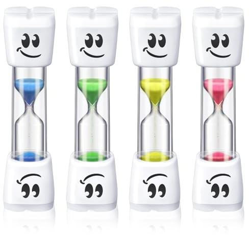 4PCS Timer for Kids Assorted Colors, Smile Pattern CuteToothbrush Timer for Kids Boys Girls, Plastic Unbreakable Hour Glass 2 Minute for Brushing Teeth