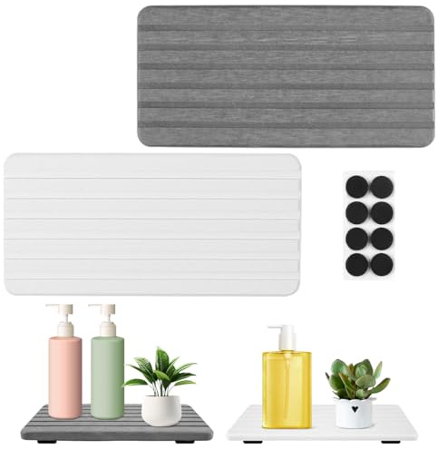 2 Piezas 21x10cm Bandeja de Jabón Diatomita Antideslizante de Secado Rápido | Bandejas de Diatomita Absorbentes de Agua, Piedra Diatomite Baño, Posavasos Absorbentes Baño, para Cocina, Encimeras y Mesas