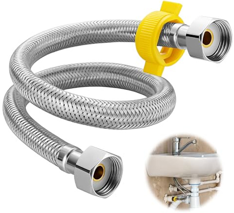 300mm Flexible Pipe Connector 1/2 x 1/2 BSP Fitting Stainless Steel Braided Hose Rust Flexible Hose for Washing Machine Bathroom Washbasin Toilet Kitchen Taps Replacement Plumbing