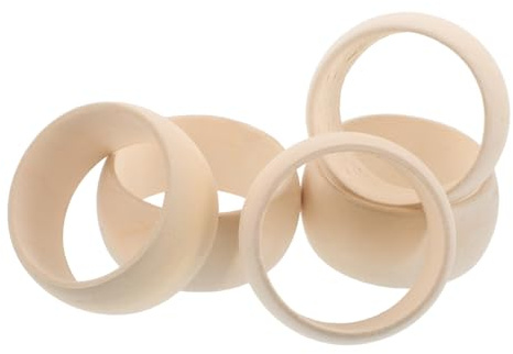 AKOOSY Unfinished Blank Wood Bangles Natural Round Wooden Rings Versatile Design Beige 5pcs Craft Accessories for DIY Jewelry Making Suitable for Family and Boys and Girls Arts