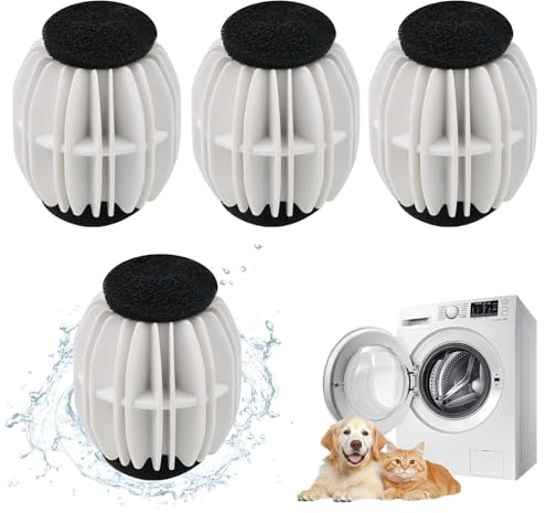 Tierhaarentferner Waschmaschine, 4 Pcs Fusselbälle Waschmaschine, Anti Fussel Bälle Waschmaschine, Wiederverwendbar Waschbälle gegen Tierhaare, Fusselentferner & Haarfänger für Kleidung