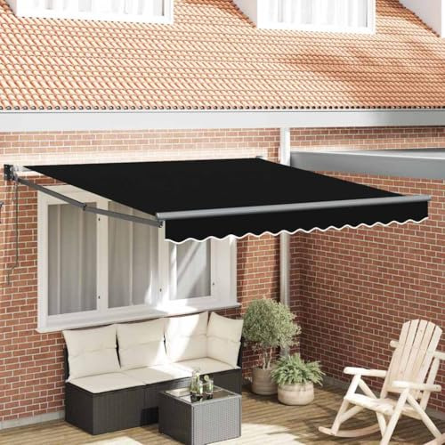 Brise-vue rétractable pour balcon, noir, 350 x 250 cm, en tissu, sans perçage, pour jardin et terrasse