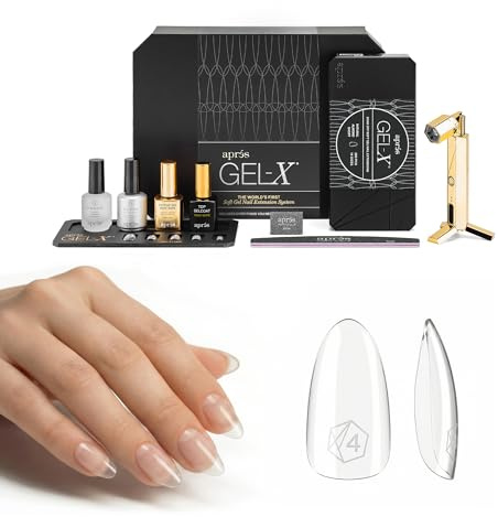 Aprés Gel-X® Nail Extension Starter Kit (Natural Almond Short) | Professional Kit, 14 Sizes with Half Sizes, Soft Gel-X Tips, HEMA/TPO-Free System for Sensitive Nails