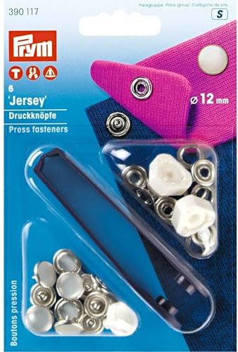 Prym 390122 Nachfüllpackung für 390117 Nähfrei Druckknopf Jersey, Messing, Perlkappe 12 mm, metal, Perle
