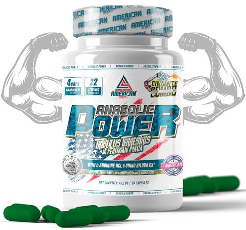 AS American Suplement | ANABOLIC POWER | Anabolisant Naturel | Aide à Augmenter votre Masse Musculaire | Stimule votre Testostérone | Avec L-Arginine, Tribulus Terrestris et Maca | 90 Capsules