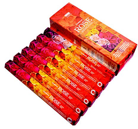 Confezione da 6 confezioni da 120 bastoncini di incenso Total Rose Darshan di qualità indiana