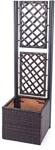 Mendler Poly-Rattan Rankgitter HWC-D76, Pflanzkasten Rankhilfe, 142x43x43cm - braun