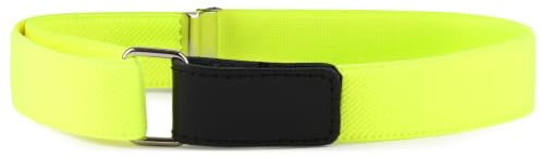 Ladeheid Kinder Gürtel Ohne Schnalle Elastischer Kindergürtel für Jungen und Mädchen 0-15 Jahre 32-90 cm P15 (Neon Gelb/Schwarz, 5-12 Jahre)