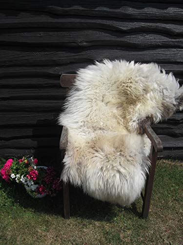 Echtes Öko Merino Schaffell Lammfell Fell weiß-braun ökologische Gerbung (130-140 cm)
