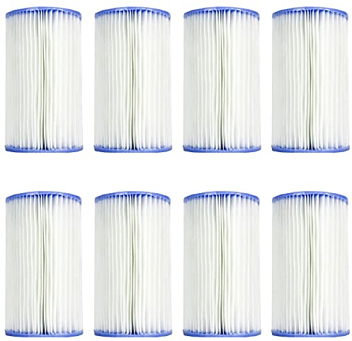 Intex Cartuchos de bomba de filtro de repuesto plisados tipo B Easy Set para 633T, 634T, 634RC, CS8111 y CS8221/CS8231 Series (paquete de 8)