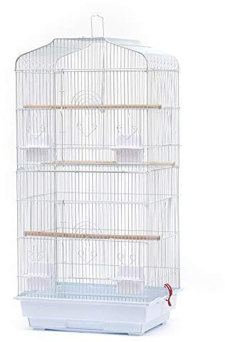 YJIIJY fågelbur, undulat bur med insats för nymfparakiter, papegojor, duvor, parakiter, finkar, 46 × 36 × 92 cm, vit