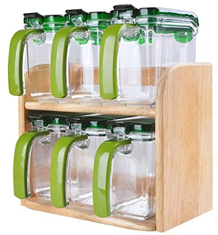 HQQSC Kitchen storage condiment set box cruet wooden frame The seasoning bottle