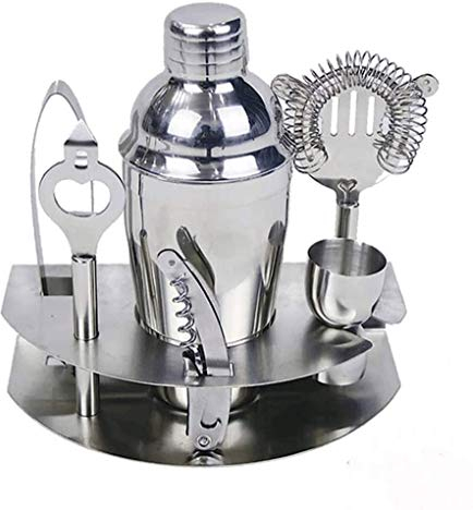 SMSOM Set di Shaker Shaker |Kit Barista Professionale con Miscelatore Martini ponderato, Jigger, Design del Foro del Filtro del Ghiaccio del Cucchiaio di miscelazione, Fondo della Bottiglia Liscia