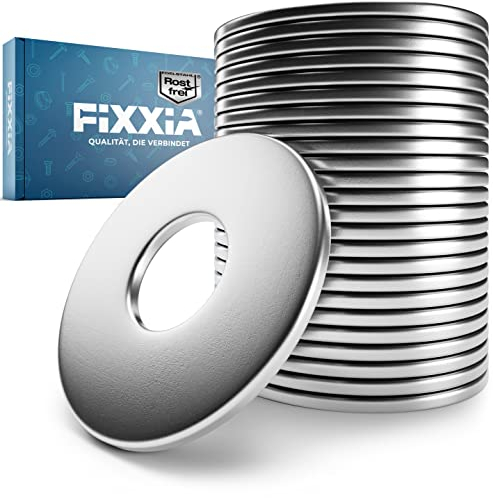 FIXXIA® Unterlegscheiben Edelstahl M5 - [25er Set] - Washers aus rostfreiem Edelstahl - DIN 9021 - Karosseriescheiben M5 - großer Durchmesser - Beilagscheiben M5
