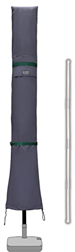 Sekey Sonnenschirm Schutzhülle mit Stab, Abdeckhauben für Ø 350cm / 200x300cm Gartenschirm mit Belüftungsöffnungen, Abdeckung für Marktschirm / Balkonschirm, 100% Polyester, wasserdicht, Dunkelgrau