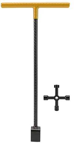 TOPINCN Wasserzählerschlüssel, Wasserzählerschlüssel aus Stahl mit 4-Wege-Multifunktionsschlüssel T-Griff Wasserschlüssel Universalkreuzschlüssel Wasserabsperrwerkzeug für Ventile Wasserhähne(Gelb)