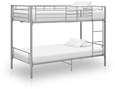 Festnight Etagenbett Metall 90x200 2 Kinder Hochbett mit Treppe Stockbett Doppelstockbett Einzelbett Kinderbett 2 Personen Jugendbett Metallbett Bett