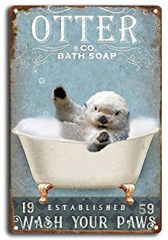 Lustiger Spruch Badezimmer WC Schild Lustig Otter Retro Blechschild Deko | 20X30cm,Wc bild otter,gäste wc deko vintage,lustige WC Schilder,Gäste WC Schild