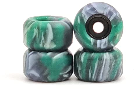 SPITBOARDS Fingerboard Swirl Wheels Polyurethane CNC Lathed Bearing Wheels - Green Swirl