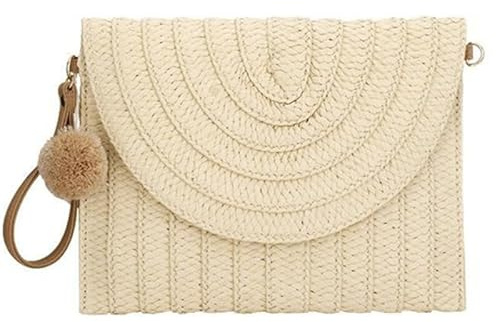 Uposao Straw Clutch Bag Women Boho Straw Handbag Envelope Flat Clutch Beach Bag Handbags Messenger Retro Woven Evening Bag for Ladies Clutch