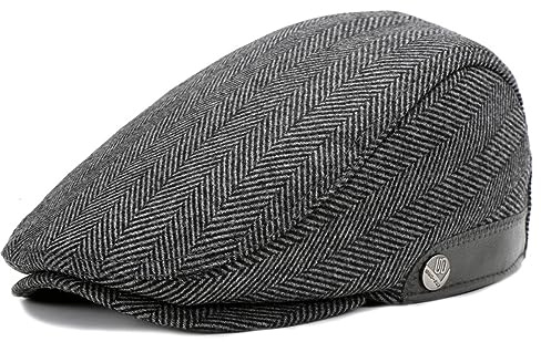 Superora Herren Schiebermütze,Retro 1920er Stil,Warm Herbst/Winter Barett | mit Ohrenklappen,Einfarbig/Karo/Rauten/Fischgräten muster, Schlicht und edel, Mischgewebe Pflegeleicht