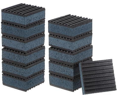 sourcing map 12pcs Rubber Anti Vibration Pads 2 x 2 x 7/8 Isolation Vibration Absorbing Pad Damping Mat Anti-Skid Noise with EVA Center for Air Compressor Conditioner Treadmill Washer