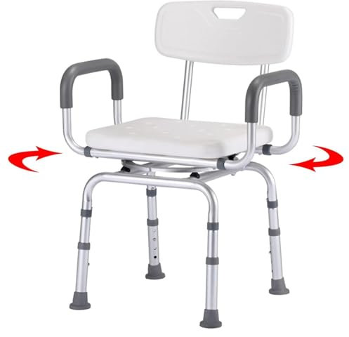 YAXRO Silla De Ducha Giratoria,Asiento De Bañera Pivotante De 360° con Brazos Y Respaldo,Banco De Baño Ajustable En Altura para Personas Mayores Discapacitadas Y Mujeres Embarazadas A