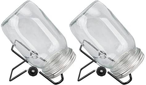 HOHXFYP Sprossenglas Set, 2 Große Einmachgläser Aus Glas mit Breiter Öffnung, 304 Edelstahl Sprossendeckel, Verdunkelungshülsen, Sprossenset für Brokkoli, Luzerne, Mungobohnen