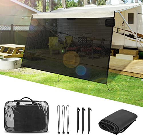 SUPAREE 10'x8' Wohnmobil Sonnenschutz Markise - Universeller Anti-UV Markise mit Sichtschutz - Perfekt für Camping, RV, Van - Schwarzes Netz