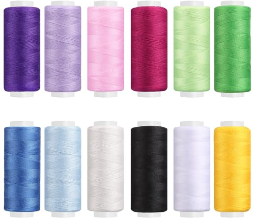LIHAO Sewing Thread-12 Color Set of Sewing Threads for Sewing Machine, 400 Yards/362m Polyester Thread Sewing Kit All Purpose Polyester Thread for Machine and Hand Sewing