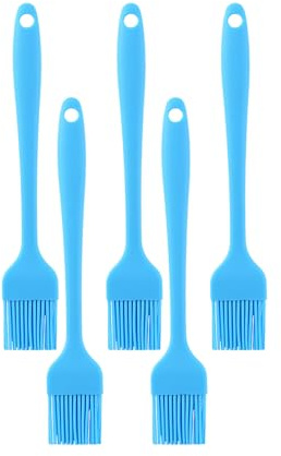 Acpetdr 5Pcs Silicone Pastry Brush, Blue, Set of 5, Silicone Handle, Non-Scratch, Dishwasher Safe