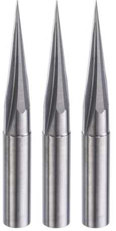 HARFINGTON 3pcs CNC V Bit 15 Degree 15/64 Shank 0.3mm Tip Engraving V Bits Carbide Chamfer End Mill with 2 Straight Flutes CNC Wood Carving Bit Tool for Wood Plywood Acrylic MDF Lettering
