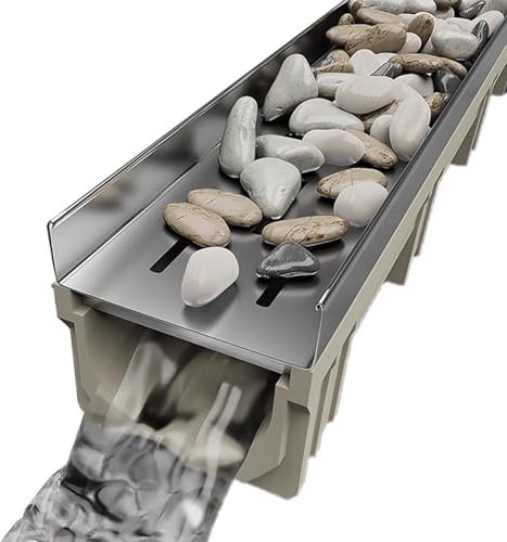 Abflussrinne Aussen Entwässerungsgraben-Rinnen-Abflussset, 15 20 25 cm Breites Graben-Abflusssystem mit Metallgitter, Dekorative Abflussrinne für Terrasse, Hof und Garten(25x25cm(9 7/8x9 7/8))