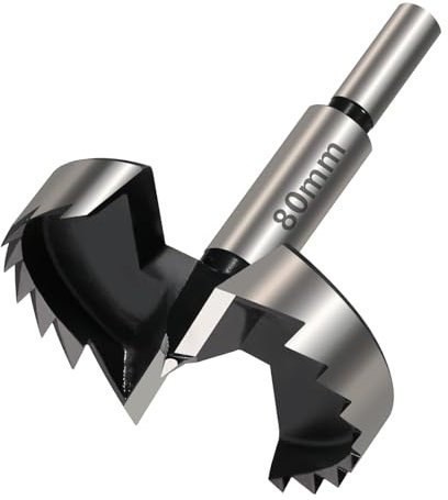 Vearter 80mm Forstner Drill Bit, High Carbon Steel Multi-Tooth Woodworking Tools Forstner Bits with Round Shank, Hinge Drill Bit for Solid Wood, MDF, Plastic, Particleboard, Plywood