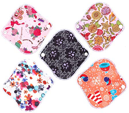 minkissy 5stücke Saugfähige Sanitär Pads Wiederverwendbare Holzkohle Waschbar Menstruations Pads Damenbinden Periodenbinden Für Mädchen