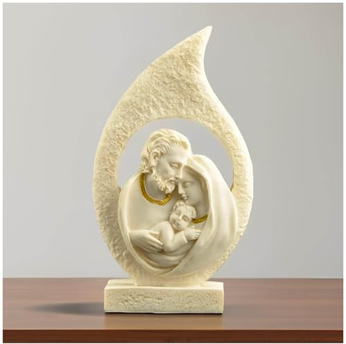 Holy Family Statue Catholic, Resin Sagrada Familia Figurine, 12.7 cm | Resin Holy Family figurine for shelves, mantels or prayer spaces; meaningful Catholic Christmas decor and Christian gift