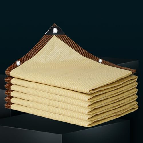 Telo Ombreggiante 3x3 3x4 Gazebo Vela Ombreggiante Impermeabile Tessuto Telo Ombra Ombreggiante Parasole 90% Anti-UV Occhielli Giardino Pergola Rete Protezione Solare,beige-6x8m