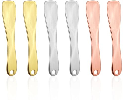 6uds Mini Espátulas Metal Maquillaje, 3 Colores Reutilizables Mini Espátulas Cuidado Piel Caja Almacenamiento Cuchara Cosmética Belleza Herramientas Faciales Cremas Ojos Mascarillas Lociones