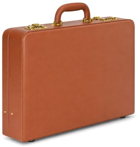 HAESTUS Briefcases for Men, Professional Leather Briefcase with Lock, Hard Shell Business Brief Case, Durable Executive Attache Case for Laptop Documents, Mens Hard Briefcase for Work Office Travel