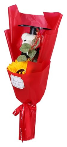 UKCOCO Artificial De Graduación con Oso De Peluche y Birrete Flores Artificiales De Graduación para Recuerdos De Fiesta