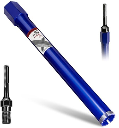 DaduoRi Pro Betonbohrkrone mit SDS-Max-Adapter (3,8 cm (1-1/4 Zoll) 7-Gewinde, 35,6 cm Schnitttiefe und verbesserte geschweißte Zähne, Kernbohrer für Beton mit Bewehrungsstab, Ziegel, Mauerwerk, Stuck
