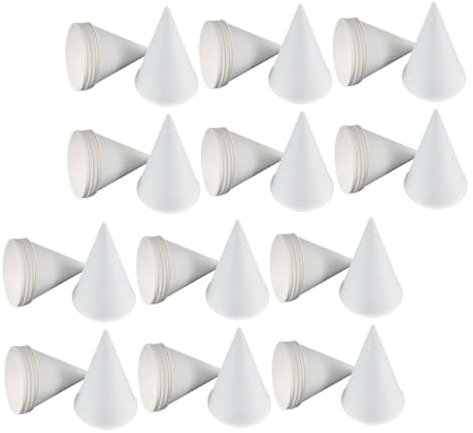 VALICLUD 1 Set Bicchiere Di Carta A Cono Bicchieri Di Carta Cono Di Neve Coppa Di Gelato Ghiaccio Piccole Tazze Dessert Freddo Crema Bere Tazze Tazza Bianca 200 Pezzi