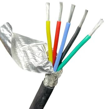 NVZPG AP 5m silicone shielded sheathed cable 22 20 18 17 15 13 11 9 AWG 2 3 4 5 6 8 core anti-interference soft signal line power cable(8 cores 5meter,22 AWG 0.3MM)